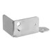 A stainless steel bottom hinge bracket for an Avantco GDC-49 unit with holes in it.