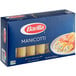 A blue box of Barilla Manicotti pasta on a white background.