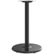 A Lancaster Table & Seating black round counter height table base with a black column pole.