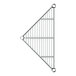 A Regency chrome triangle shelf with metal wire grid.