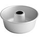 A white anodized aluminum ring cake pan.
