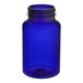 A blue plastic 225cc PET packer bottle with a white lid.