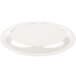 A white oval melamine platter with a circular rim.