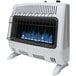 A white HeatStar vent-free propane heater with blue flames.