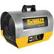 A grey and yellow DeWalt portable forced air electric construction heater.