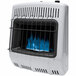 A white rectangular HeatStar natural gas heater with blue flames.