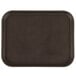 A black rectangular non-skid serving tray with a tan surface.