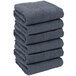 A stack of grey towels.