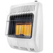 A white HeatStar infrared vent-free radiant natural gas space heater with a yellow light.