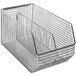 A chrome wire mesh divider for a Quantum wire mesh bin with three compartments.