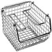 A Quantum wire mesh bin with side stacking ledges and handles.