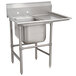 An Advance Tabco stainless steel one compartment pot sink with a right drainboard.