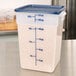 Cambro 22SFSPP190 22 Qt. Translucent Square Food Storage Container with Midnight Blue-Colored Gradations Main Thumbnail 4