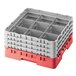 Cambro 9S434163 Red Camrack Customizable 9 Compartment 5 1/4" Glass Rack Main Thumbnail 1