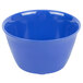 A Carlisle ocean blue melamine bouillon cup with a handle.