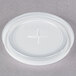 A translucent plastic Cambro lid with a straw slot.