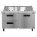 A stainless steel Hoshizaki refrigerated prep table with one door and two drawers.