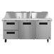 A Hoshizaki stainless steel mega top refrigerated prep table with two doors and two drawers.