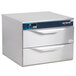 A stainless steel Alto-Shaam 2 drawer warmer on a school kitchen counter.