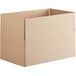 A close-up of a brown open Lavex cardboard shipping box.