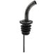 An Acopa black metal liquor speed pourer with a metal tube and angled end.