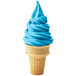 A blue ice cream cone with Frostline blue cookie dough soft serve mix.