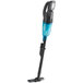 A Makita black and blue vacuum cleaner with a blue handle.
