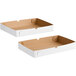 Two white cardboard bakery boxes with lids.