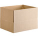 A Lavex kraft corrugated cardboard shipping box with a cut out top.