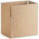 A close-up of a Lavex cardboard shipping box with a cut out top.