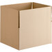 A Lavex kraft corrugated cardboard shipping box with a cut out top.