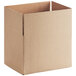 A close-up of a Lavex Kraft cardboard shipping box with a cut out top.