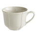 An Acopa Condesa warm gray porcelain cup with a handle on a white background.