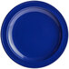 An Acopa Foundations blue narrow rim melamine plate with a white background.