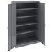 A dark gray Tennsco metal storage cabinet with solid doors.