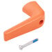 An orange plastic handle with a screw on a plastic tube.
