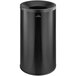 A Lancaster Table & Seating black steel round decorative waste receptacle with a round top lid.