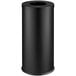 A black cylindrical Lancaster Table & Seating decorative waste receptacle with a white lid.