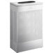 A white rectangular stainless steel trash can with a perforated lid.