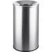 A Lancaster Table & Seating stainless steel round decorative waste receptacle with a round top.