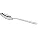 An Acopa stainless steel teaspoon with a silver handle on a white background.
