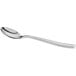 An Acopa stainless steel demitasse spoon with a silver handle on a white background.