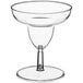 A clear plastic Visions margarita glass with a stem.