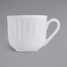 A Tuxton TuxTrendz bright white china cup with a handle.