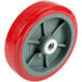 A red and gray wheel with a red rim.