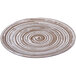 A white melamine plate with brown swirls.