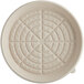 A white World Centric compostable fiber round pizza container base with a circular pattern of holes.