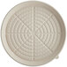 A white round World Centric compostable fiber pizza container base with a circular pattern of circles and dots.