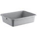 A grey plastic Lavex utility bin with handles.