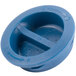 A blue plastic container with arrows on the bottom.